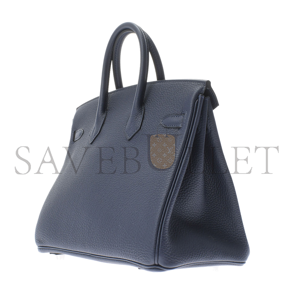 H**mes birkin 25 togo leather sapphire blue and peacock green silver buckle 476967 (25*20*13cm)